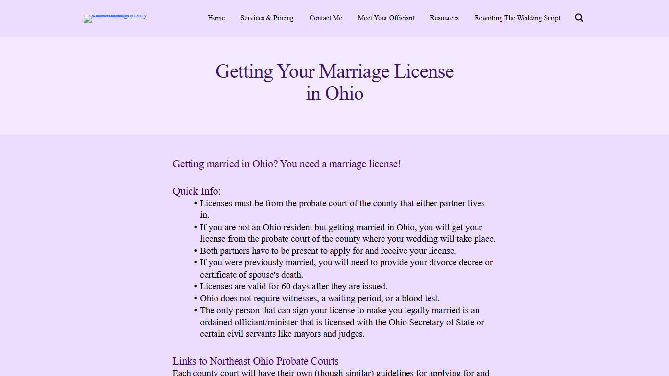 Getting Your Marriage License in Ohio Prismatic Ceremonies Officiant Brittany Wasson